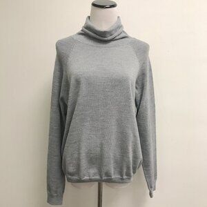 Perserico gray silver metallic wool turtleneck sweater Italy i48 L